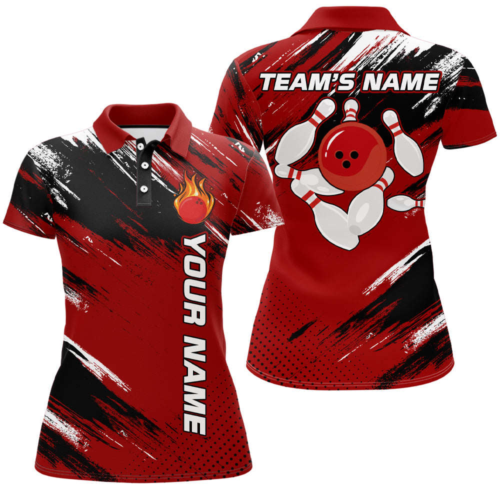 Custom Bowling Jersey for Men & Women Flame Red Bowling Polo Shirt Team League BDT556
