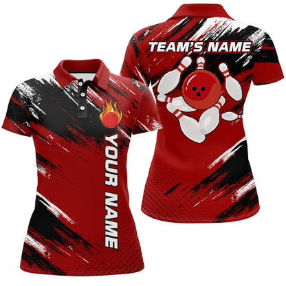 Custom Bowling Jersey for Men & Women Flame Red Bowling Polo Shirt Team League BDT556