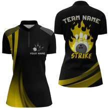 Load image into Gallery viewer, Custom Bowling Quarter-Zip Shirt Women Bowling Team Jersey American Flag Bowling Shirt BDT380