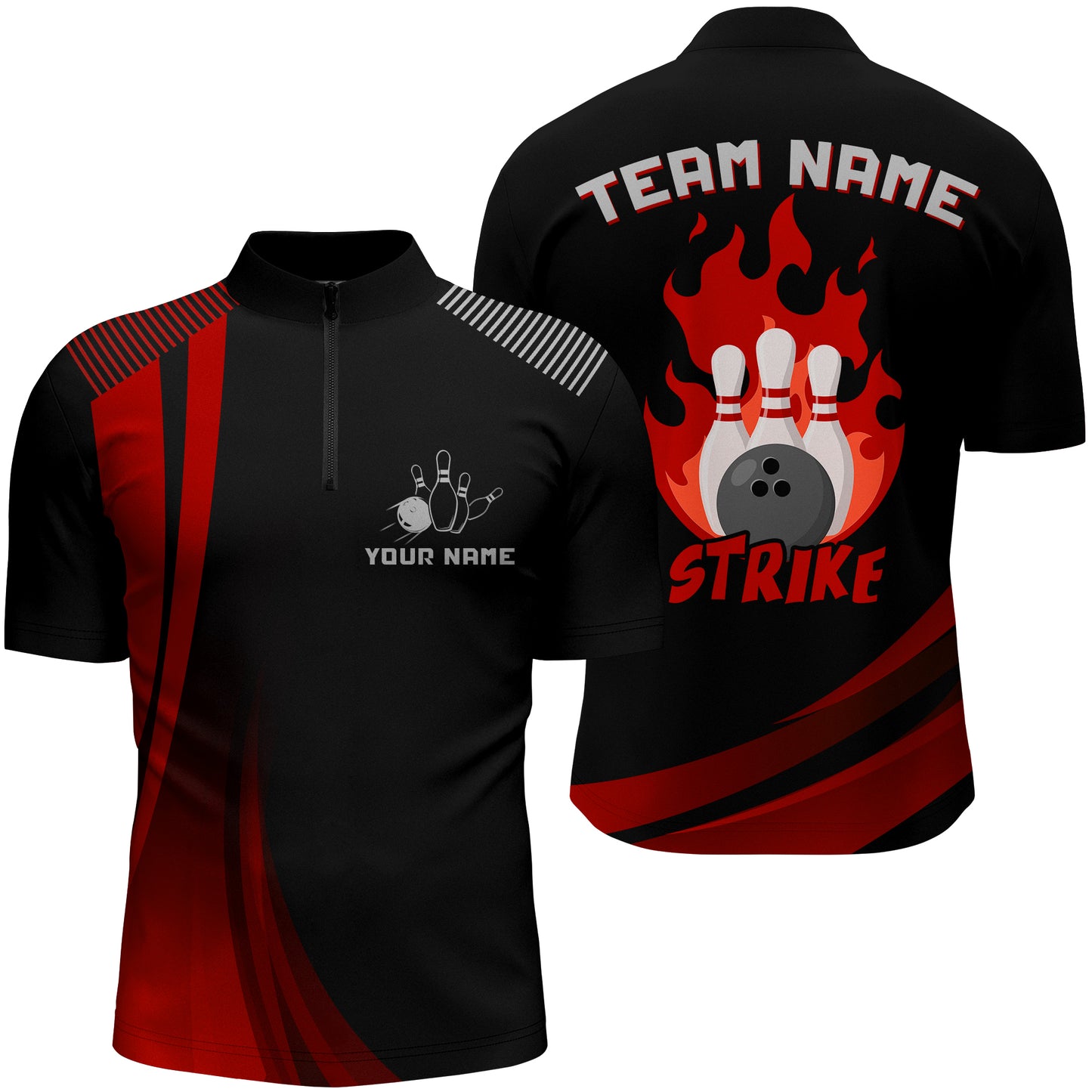 Custom Bowling Quarter-Zip Shirt Men Bowling Team Jersey American Flag Bowling Shirt BDT380