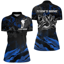 Load image into Gallery viewer, Women Bowling Quarter-Zip Shirt Custom Camo Bowling Jersey Bowling Team League Shirt BDT285
