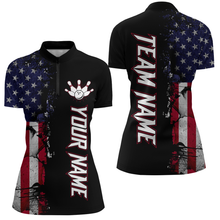 Load image into Gallery viewer, Personalized American Bowling Shirt Men &amp; Women Bowling Team Jersey Black Bowling 1/4 Zip BDT566