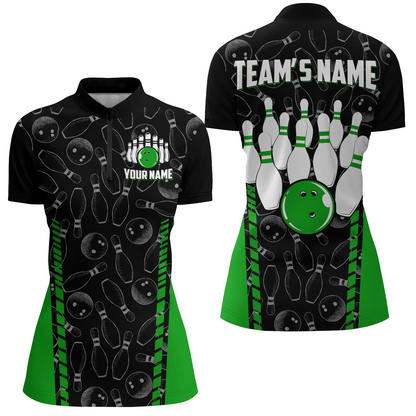 Custom Bowling Jersey For Women Seamless Pattern Bowling Shirt Team Bowling Quarter-Zip Shirt BDT302