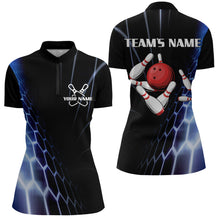 Load image into Gallery viewer, Custom Bowling Quarter-Zip Shirts Women Vintage Bowling Jersey Black Bowling Team League Shirts BDT215