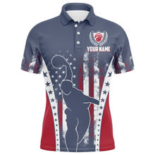 Load image into Gallery viewer, American Bowling Jersey For Men Custom Navy Bowling Shirt Team Bowling Polo Shirt BDT316