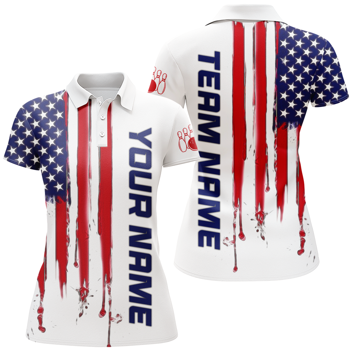 Custom American Bowling Shirt For Men Women White Blue Red Bowling Jersey Team BDT517