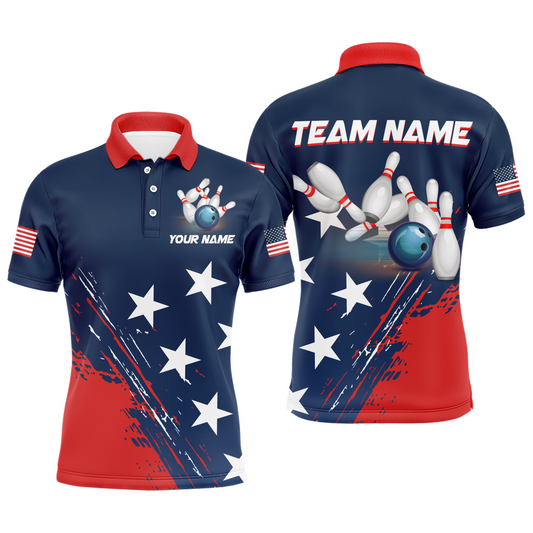 Patriotic Bowling Jersey for Men & Women Custom American Bowling Shirts Team League BDT549