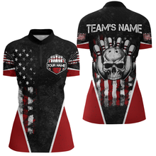 Load image into Gallery viewer, Skull Bowling Shirt Personalized American 1/4 Zip Bowling Team Jersey for Men &amp; Women BDT475