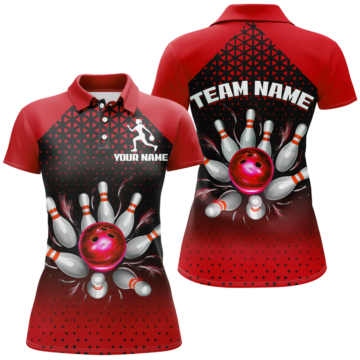 Custom Bowling Polo Shirts for Men And Women Red Bowling Team Jerseys Unisex BDT476