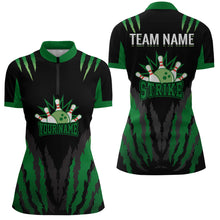 Load image into Gallery viewer, Strike Bowling Jersey For Women Personalized Bowling Shirt Team Bowling Quarter-Zip Shirt BDT286