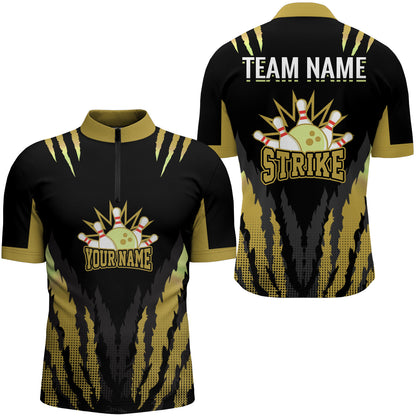 Strike Bowling Jersey For Men Personalized Bowling Shirt Team Bowling Quarter-Zip Shirt BDT286