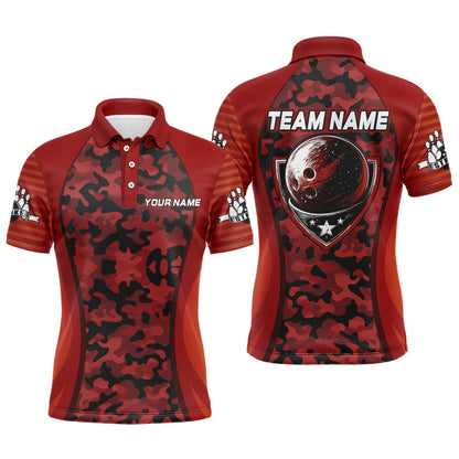 Personalized Camo Bowling Jersey Men Bowling Team Shirt Custom Bowling Polo Shirt BDT327