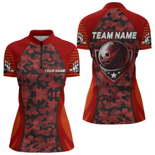 Load image into Gallery viewer, Camo Bowling Jersey For Women Bowling Team Shirt Custom Bowling Quarter-Zip Shirt BDT327