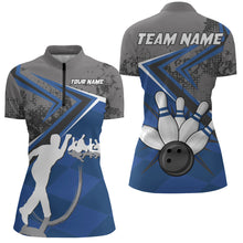 Load image into Gallery viewer, Custom Bowling Jersey For Women Bowling Quarter-Zip Shirt Team Bowling Short Sleeve BDT270