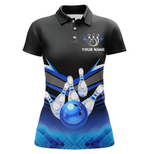 Load image into Gallery viewer, Custom 3D Bowling League Shirt Blue Bowling Jersey For Women Bowling Polo Shirt Team BDT339
