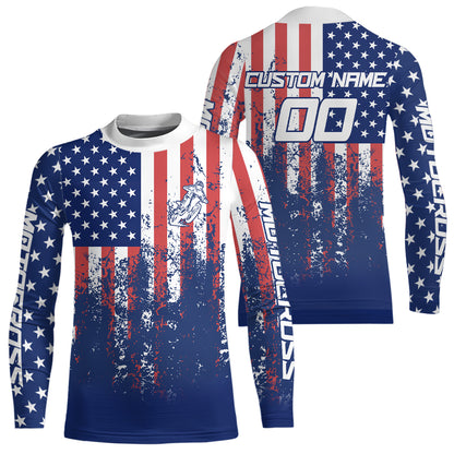 American Flag Motocross Jersey Custom Patriotic Dirt Bike Shirt for Kid Men Women XM332