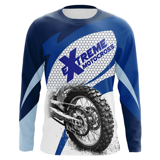 Motocross Jersey Blue UPF30+ Dirt Bike Racing shirt Off-Road Adult Kid Motorcycle XM17
