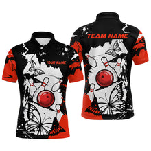 Load image into Gallery viewer, Custom Red Butterflies Bowling Shirt for Men Women Team Bowling Polo&amp;Quater Zip MBL76