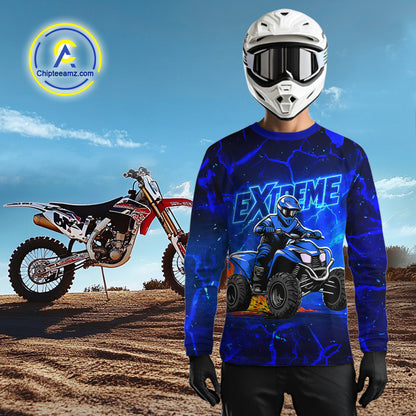 Lightning Blue ATV Motocross Racing Jersey for Adult Kid ATV Riding Shirt Quad Jersey MX128