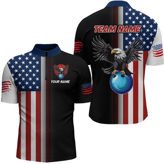 Eagle Bowling Shirt Custom American Bowling Shirts Women Men Patriotic Bowling Shirt MBL05