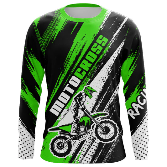 Motocross Racing Jersey Youth Men Kid UPF30+ Green Dirt Bike Shirt Racing Off-Road Jersey XM213