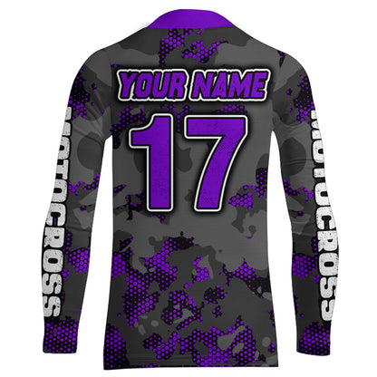 Motocross Jersey Purple Upf30+ Dirt Bike MX Racing Kid Men Women Motorcycle Shirt XM112