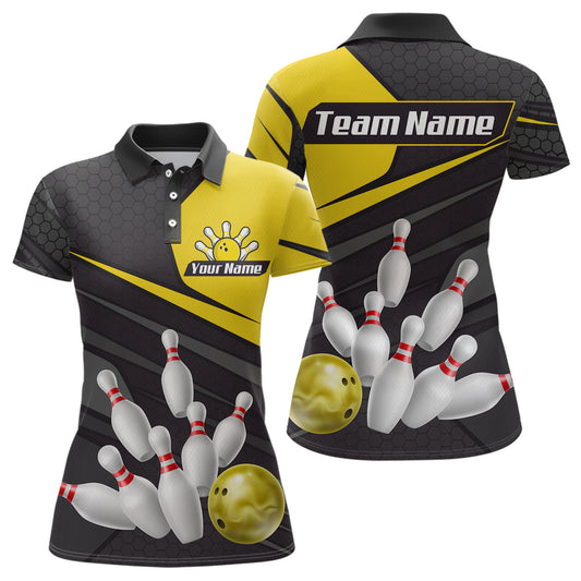 Yellow Bowling Shirt for Men&Women Team Bowling Jersey Colorful Bowling Polo & 1/4 Zip MBL49