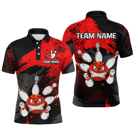 Red Bowling Shirt Custom Bowling Jersey Men Women Team Bowling Polo 1/4 Zip Shirt MBL56