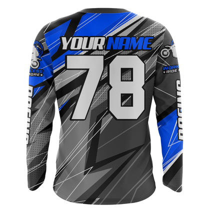 Blue Motocross Racing Jersey Kid Women Men Dirt Bike Shirt Upf30+ Off-Road Riding Shirt XM249