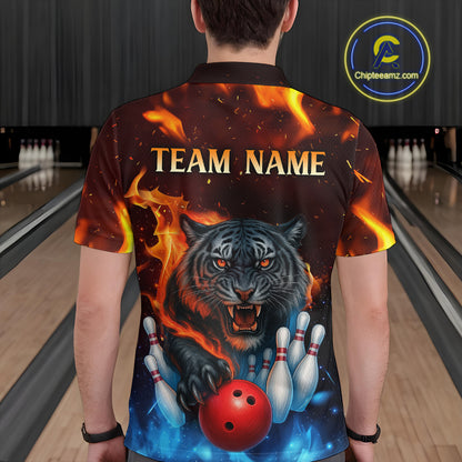 Custom Tiger Bowling Shirts for Men Women Team Bowling Jerseys for Bowlers MBL158