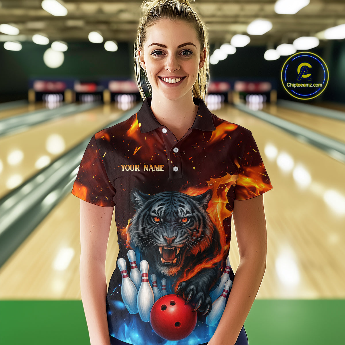 Custom Tiger Bowling Shirts for Men Women Team Bowling Jerseys for Bowlers MBL158