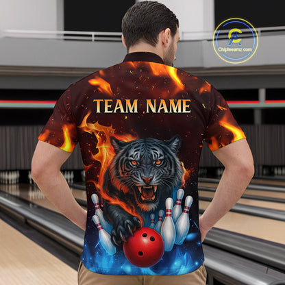 Custom Tiger Bowling Shirts for Men Women Team Bowling Jerseys for Bowlers MBL158
