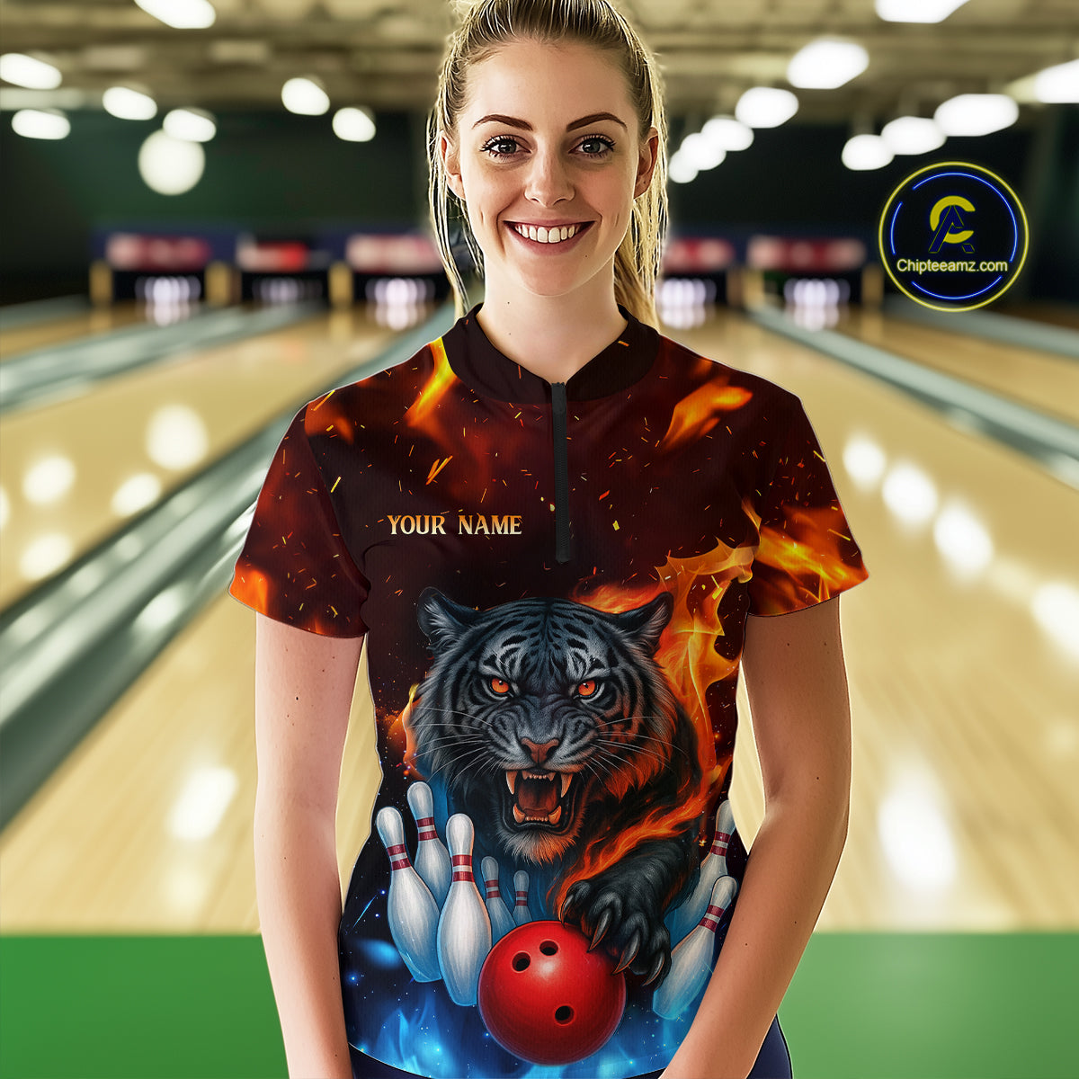 Custom Tiger Bowling Shirts for Men Women Team Bowling Jerseys for Bowlers MBL158
