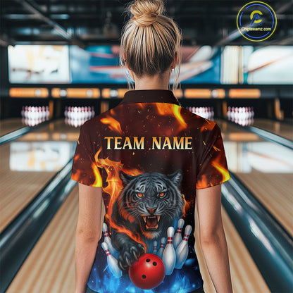 Custom Tiger Bowling Shirts for Men Women Team Bowling Jerseys for Bowlers MBL158