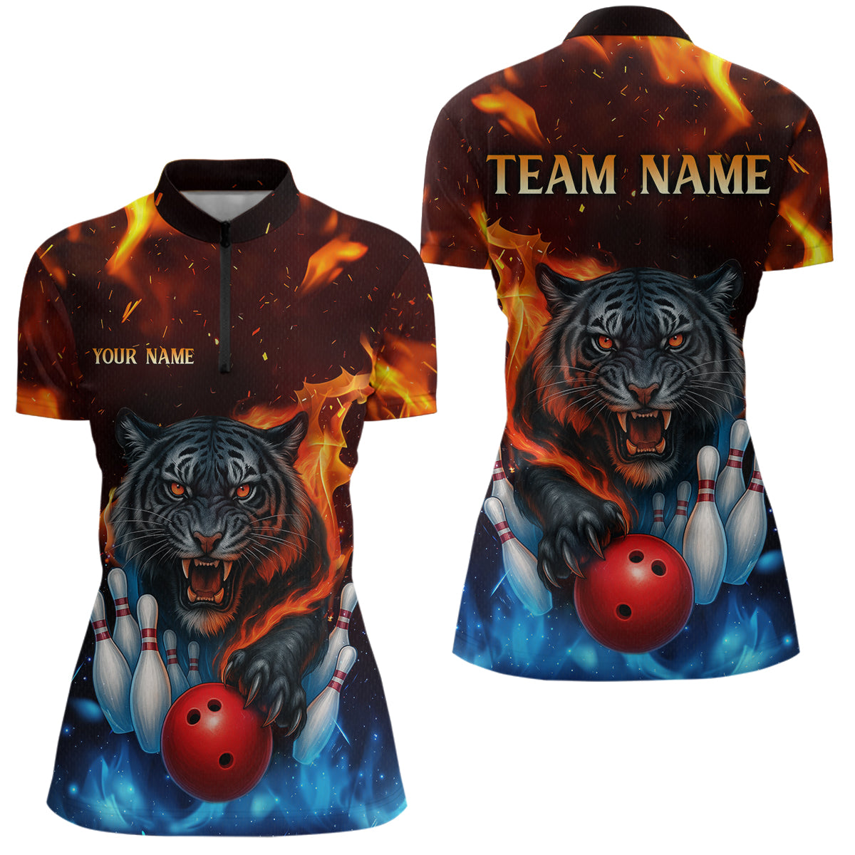Custom Tiger Bowling Shirts for Men Women Team Bowling Jerseys for Bowlers MBL158