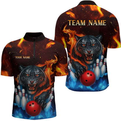 Custom Tiger Bowling Shirts for Men Women Team Bowling Jerseys for Bowlers MBL158
