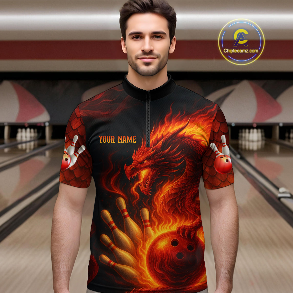 Dragon Bowling Shirts Women Men Team Custom Flame Bowling Jerseys for Bowlers MBL143