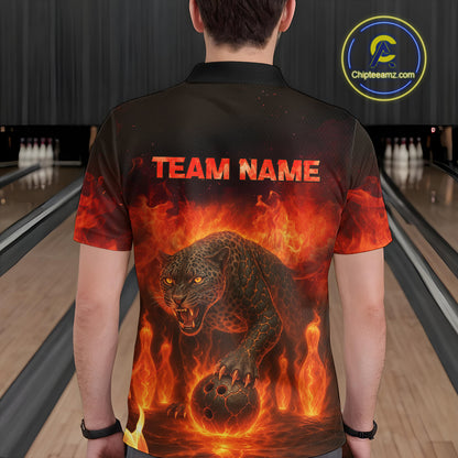 Custom Leopard Bowling Shirts for Women Men Team Bowling Polo and Quarter Zip MBL145