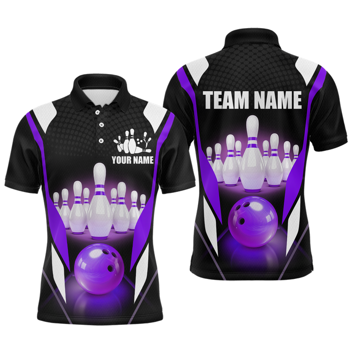 Purple Bowling Shirt for Men and Women Bowling Jersey with Team Bowling Polo & 1/4 Zip MBL42