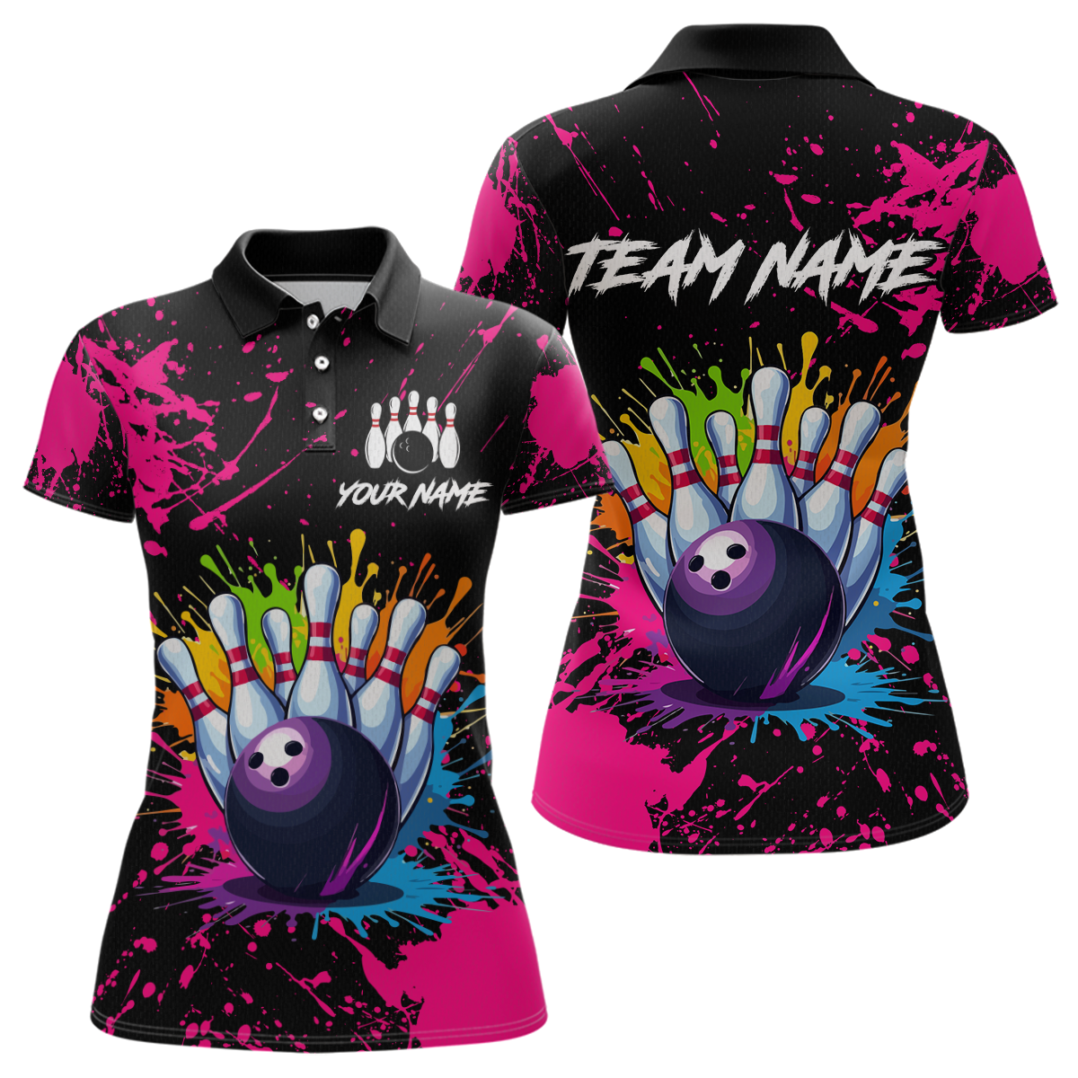 Custom Pink Watercolor Bowling Shirts for Men Women Team Funny Bowling Jersey MBL45