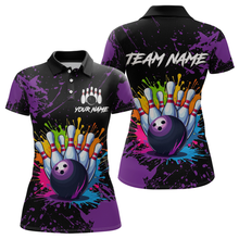 Load image into Gallery viewer, Custom Purple Watercolor Bowling Shirts for Men Women Team Funny Bowling Jersey MBL45
