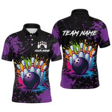 Load image into Gallery viewer, Custom Purple Watercolor Bowling Shirts for Men Women Team Funny Bowling Jersey MBL45