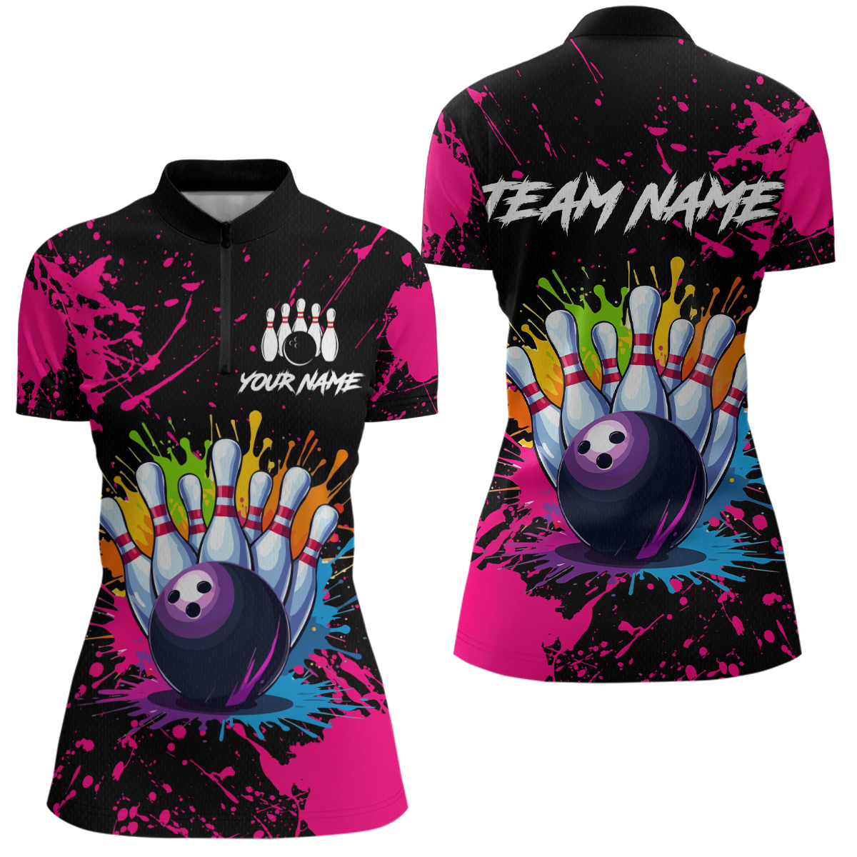 Custom Pink Watercolor Bowling Shirts for Men Women Team Funny Bowling Jersey MBL45