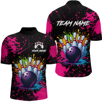 Custom Pink Watercolor Bowling Shirts for Men Women Team Funny Bowling Jersey MBL45