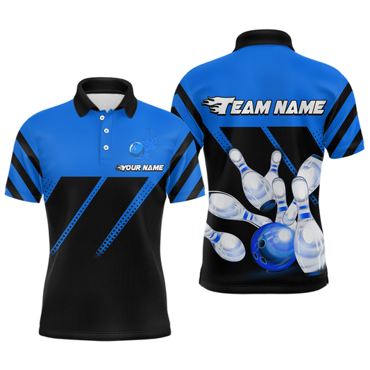 Blue Bowling Shirt Custom Bowling Jersey for Men Women Bowling Polo&1/4 Zip Shirts MBL51