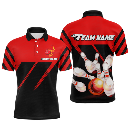 Red Bowling Shirt Custom Bowling Jersey for Men Women Bowling Polo&1/4 Zip Shirts MBL51