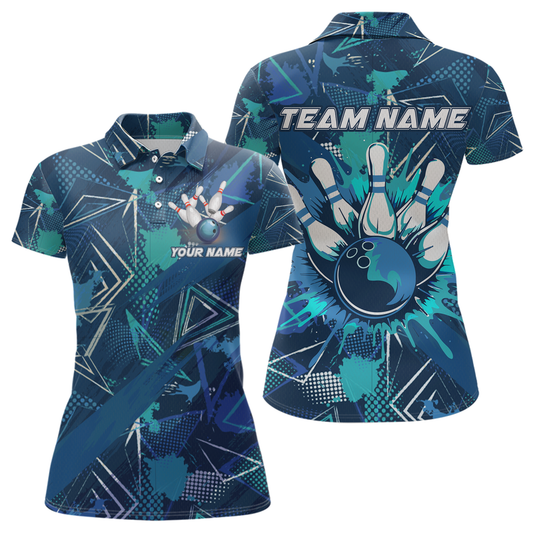 Blue Bowling Shirt Custom Bowling Jersey for Men & Women Flame Bowling Shirt for Bowlers MBL55