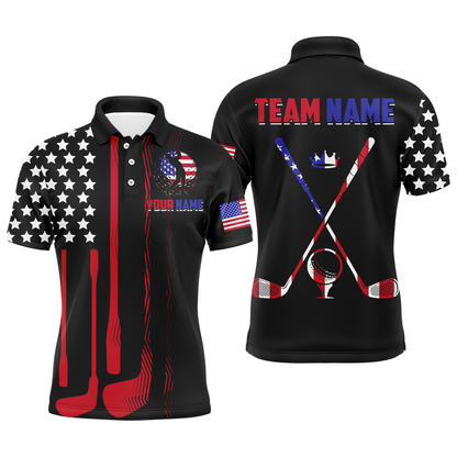 American Flag Golf Polo Shirt Custom for Men Women Patriotic Golf Polo US Shirt MMG40