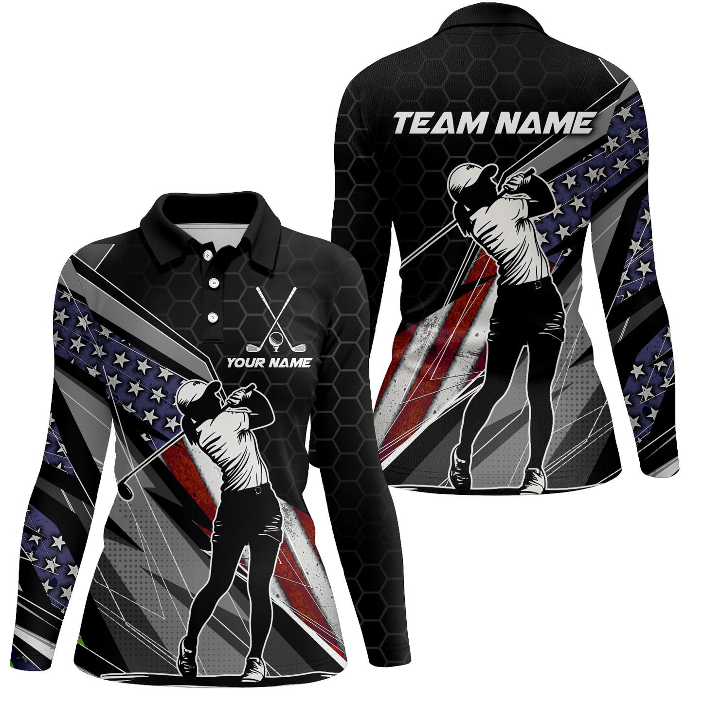Custom American Flag Golf Polo Shirt for Men Women Golf Polo US Shirt Patriotic MMG42