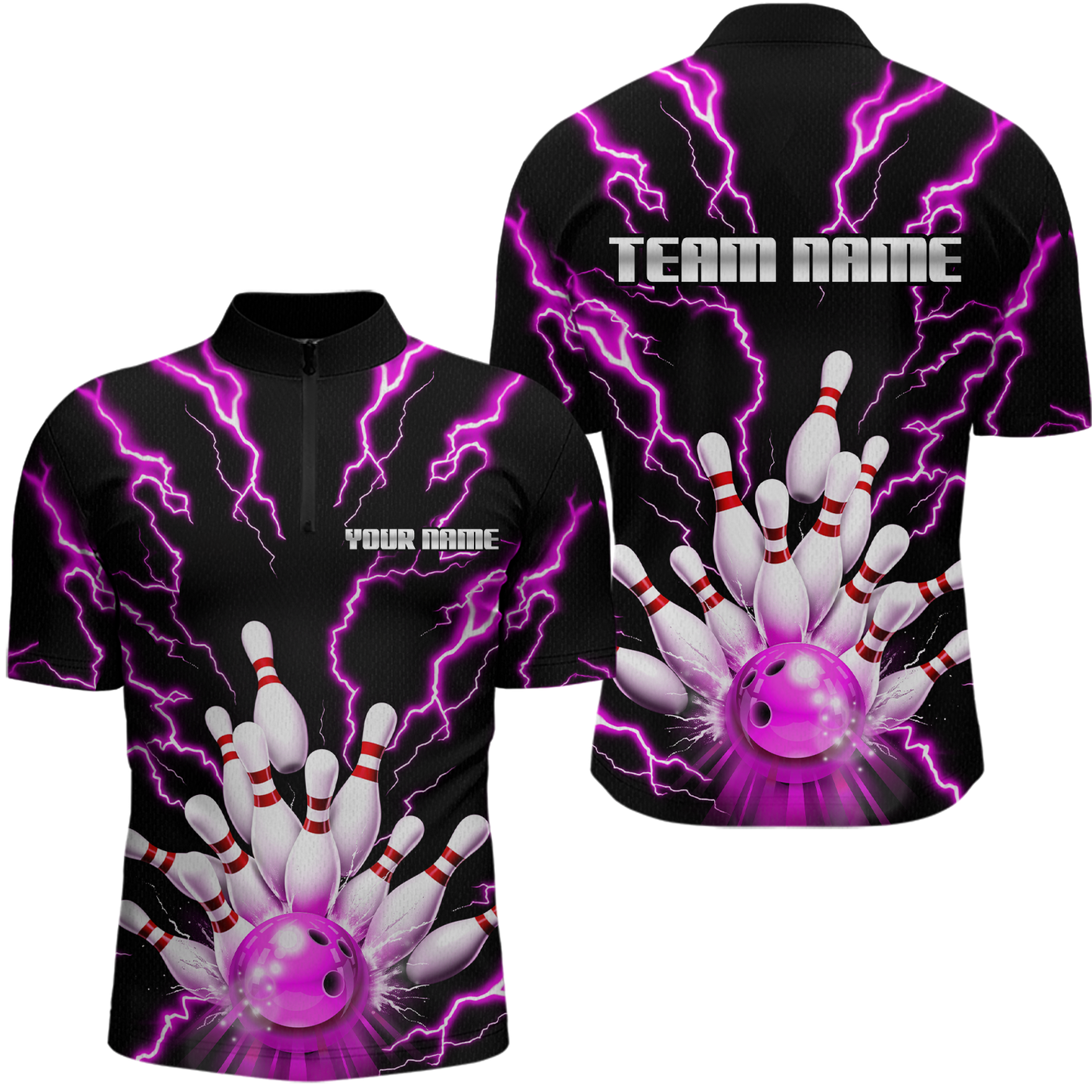 Thunder Lightning Pink Bowling Shirt Custom Bowling Jersey for Men Women Team MBL66